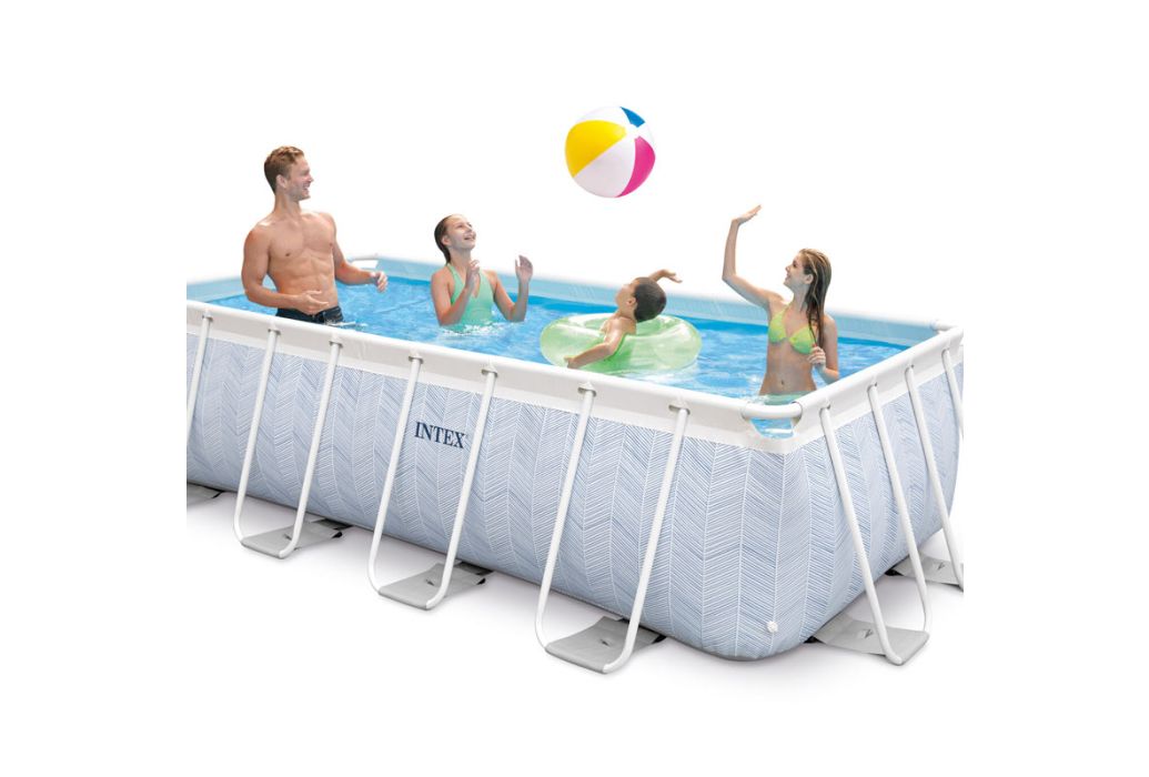 Intex Prism Frame Chevron zwembad 400 x 200 x 100 cm met pomp en ladder