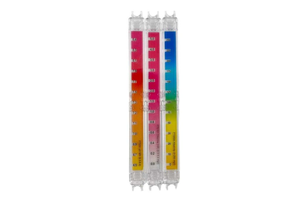 FlexiTester (ph, chloor en alkaliniteit) kleurenschema's