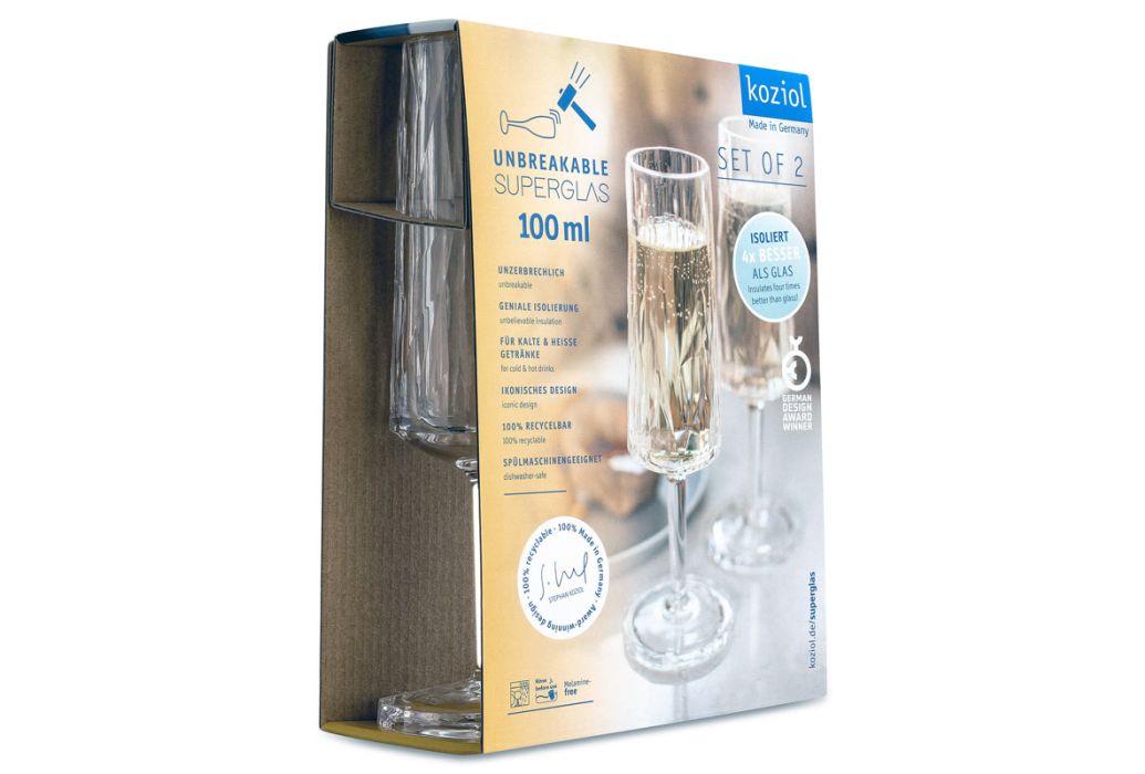 Koziol Kunststof Champagneglas Club No. 14 10 cl 2 stuks verpakking