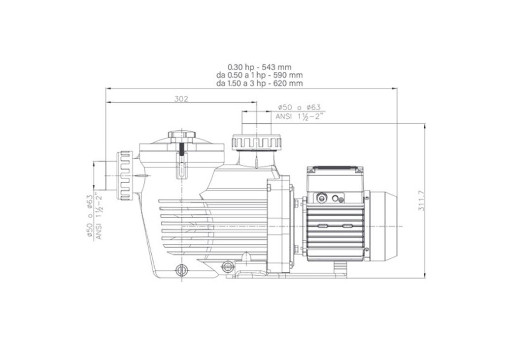 Kripsol KS Evo 150 zwembadpomp | tekening