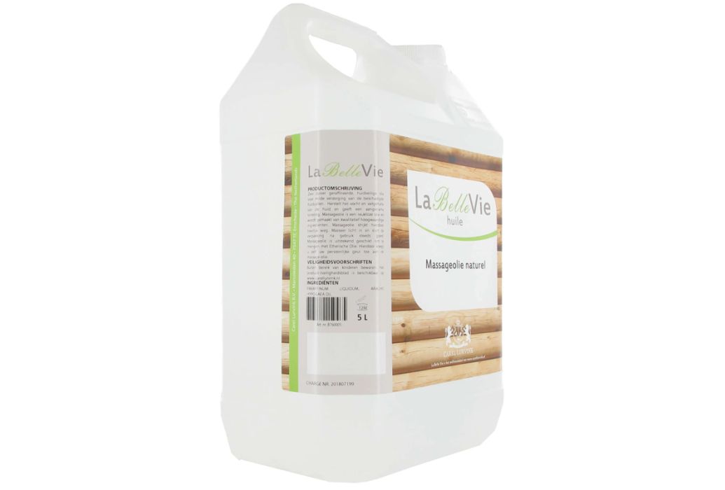 La Belle Vie massageolie naturel 5 liter zijkant
