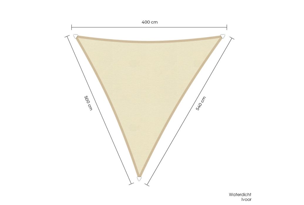 Sunfighters schaduwdoek waterdicht driehoek ivoor 400 x 500 x 540 cm
