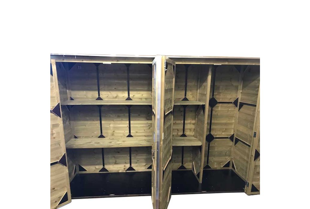 Lutrabox hoge tuinkast 305 x 82 x 206cm binnenkant