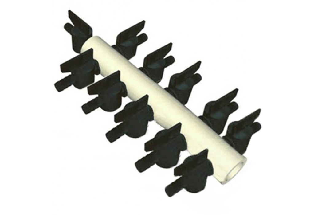 Luchtverdeler 9mm 11 uitgangen met kraan