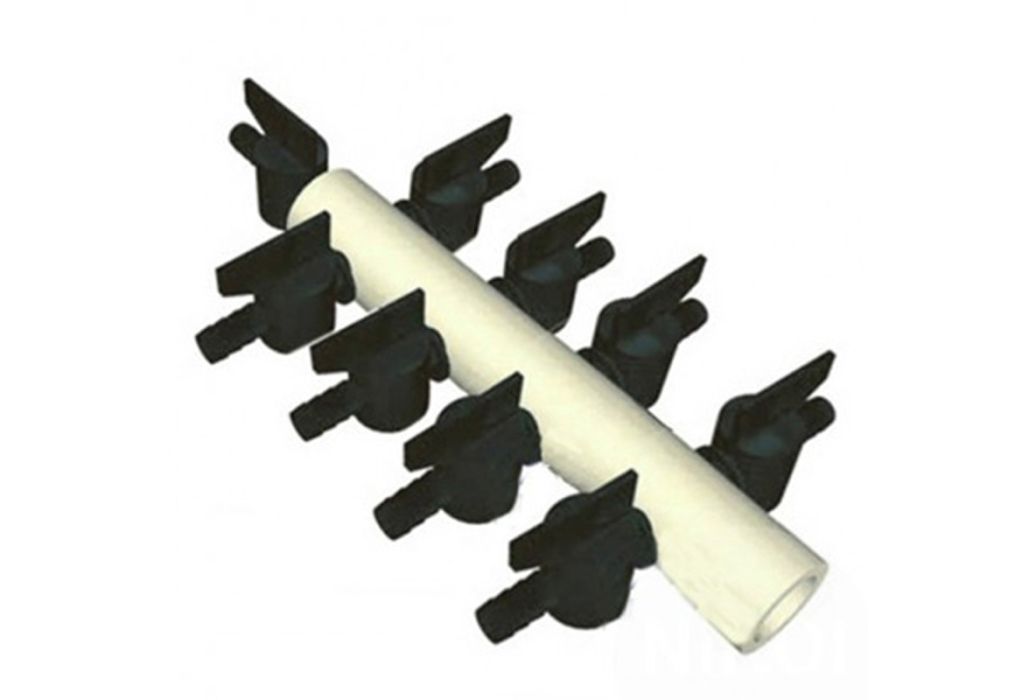 Luchtverdeler 9mm 9 uitgangen met kraan