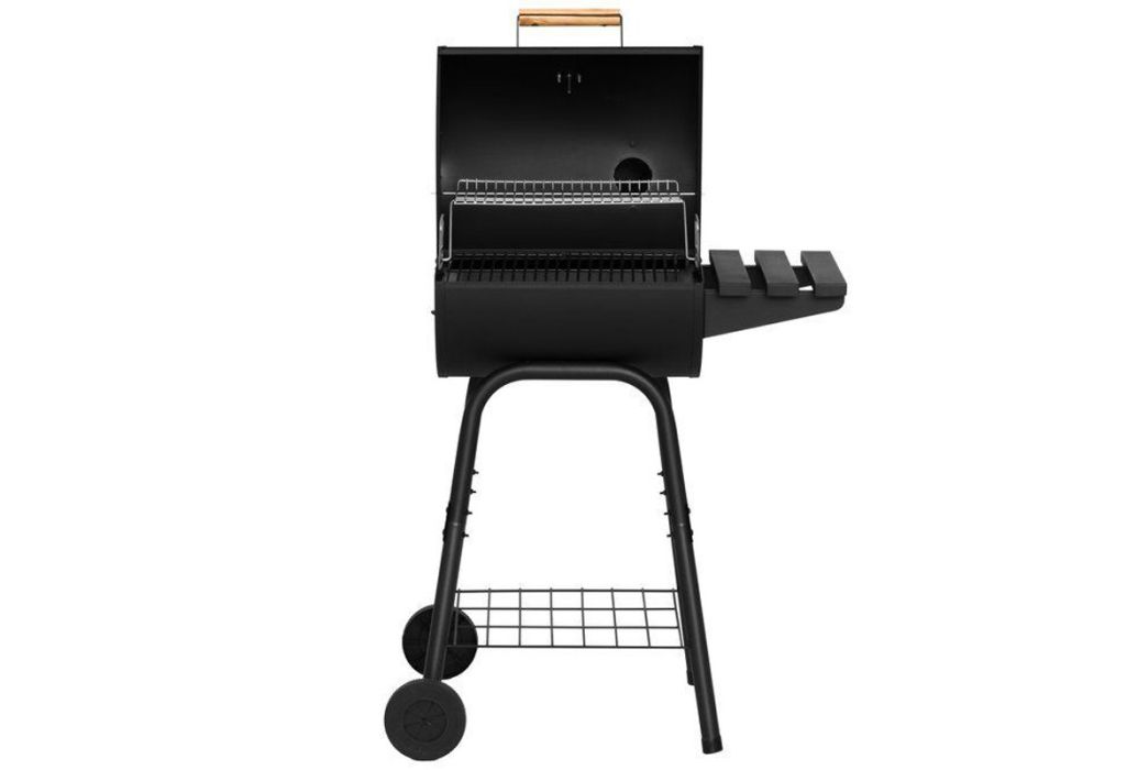 Mustang tonvormige houtskoolgrill deksel open