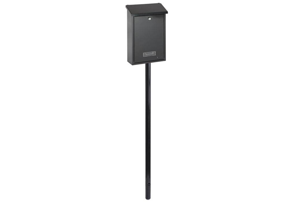 Practo Garden brievenbuspaal zwart 150 cm bevestigd voorkant