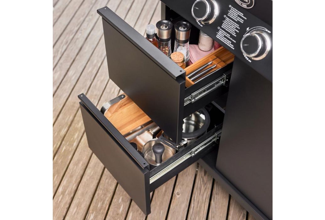 Rösle gas bbq Videro Pro G4-S Vario+ lades open zijkant