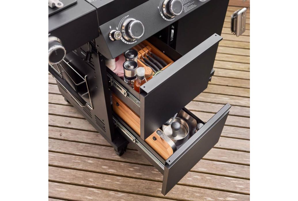 Rösle gas bbq Videro Pro G4-S Vario+ lades open