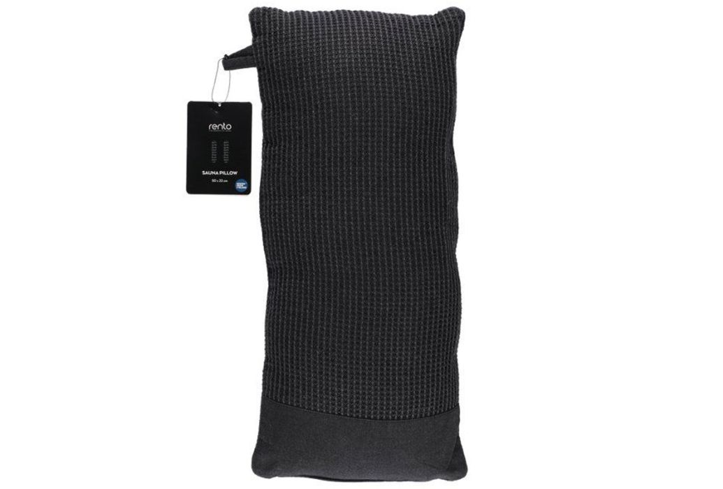 Rento sauna kussen zwart grijs 50 x 22 cm met kaartje