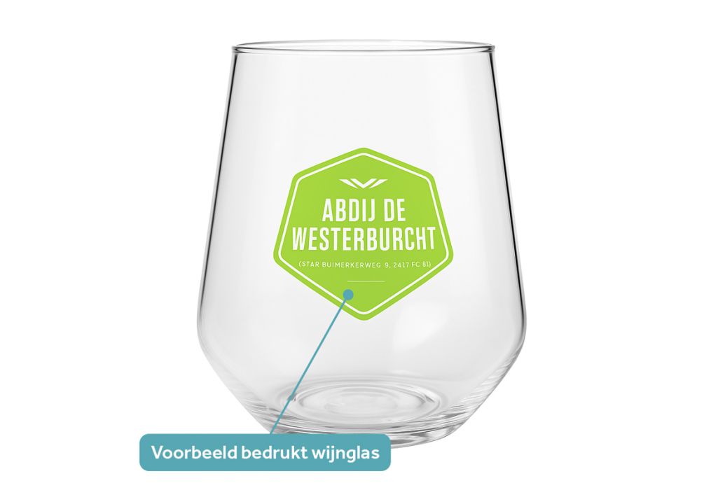 Kunststof water wijnglas Ingrid 39cl opdruk abdij de westerburcht