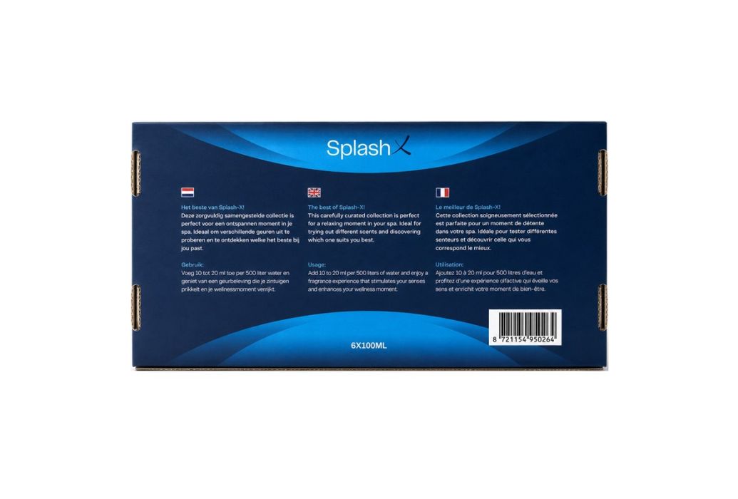Splash-X spa geurenpakket 6 x 100 ml achterkant verpakking