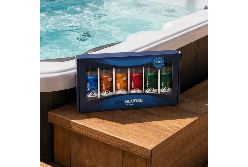 Splash-X spa geurenpakket 6 x 100 ml achterkant verpakking