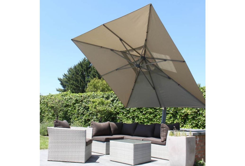 Sun Garden parasol Olefin taupe 300 x 300 cm sfeerbeeld