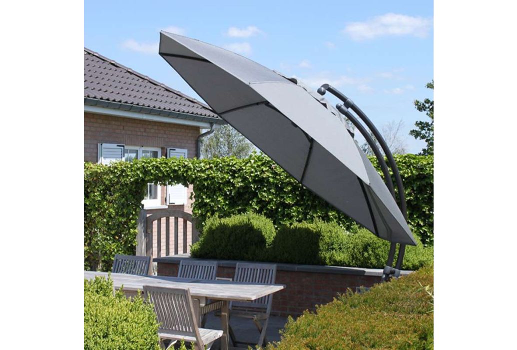 Sun Garden parasol rond grijs Ø 375 cm sfeer foto