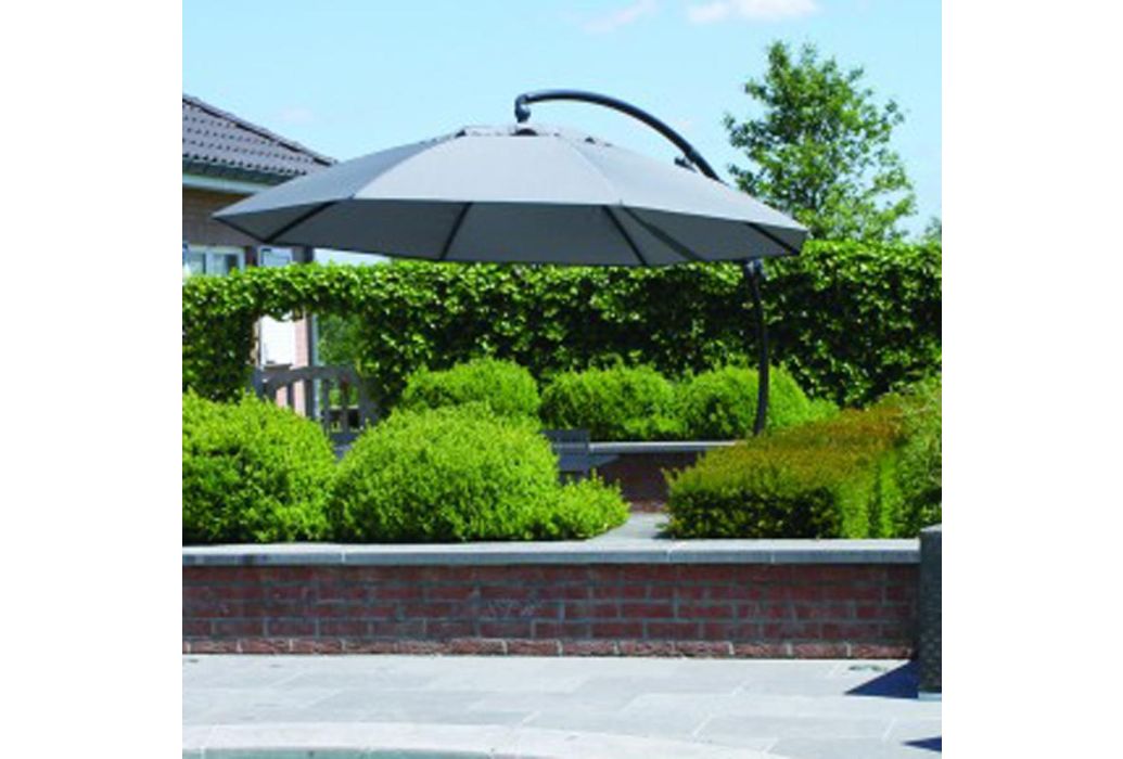 Sun Garden parasol rond grijs Ø 375 cm sfeerfoto