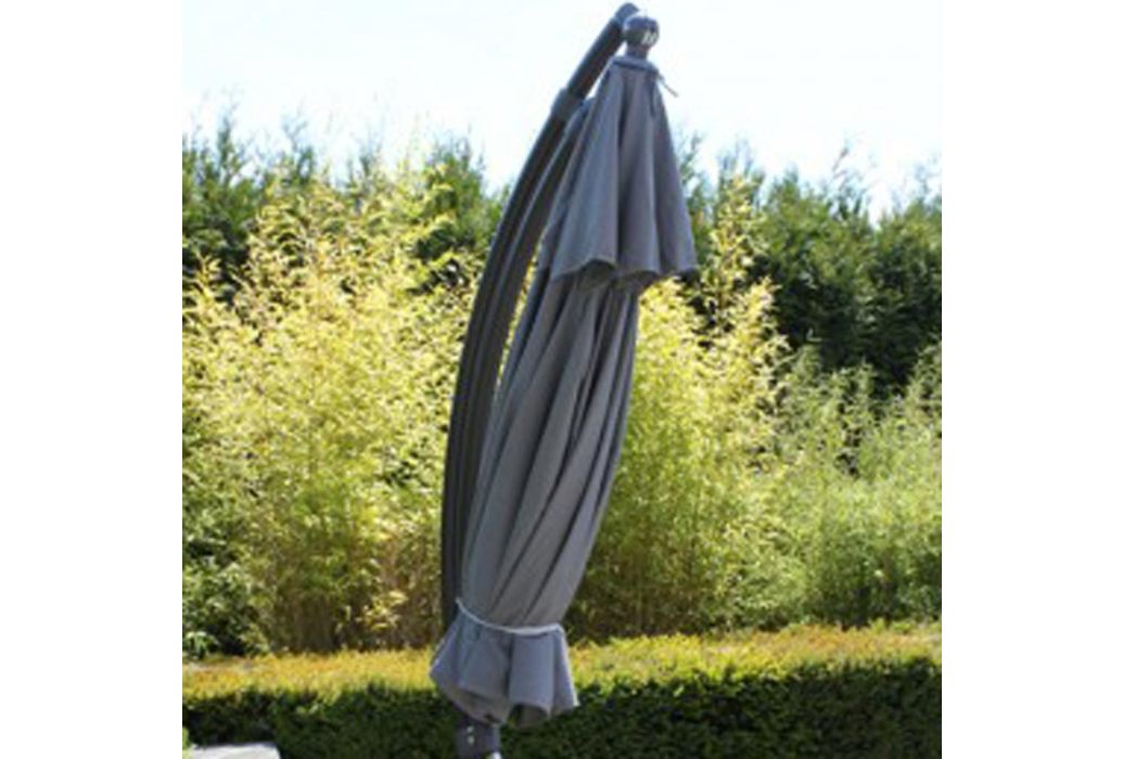 Sun Garden parasol rond grijs Ø 375 cm ingeklapt