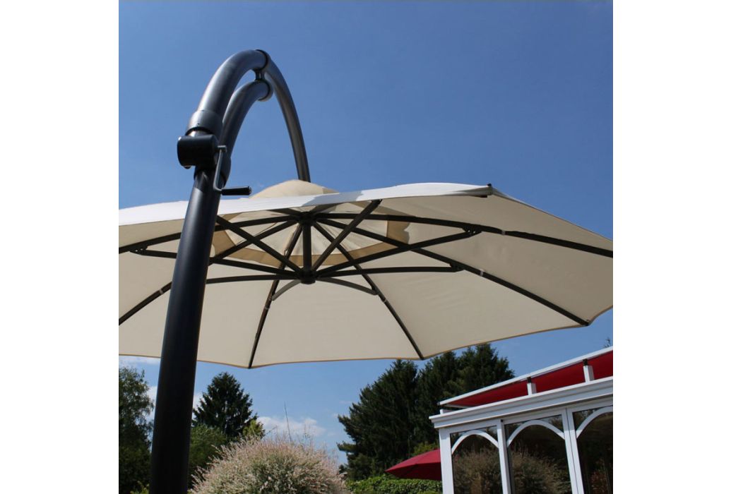 Sun Garden parasol rond licht taupe Ø 375 cm sfeer foto