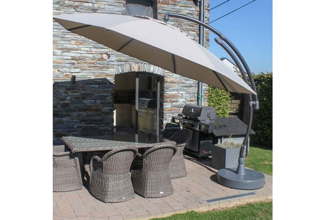 Sun Garden parasol rond taupe Ø 375 cm sfeer foto 2