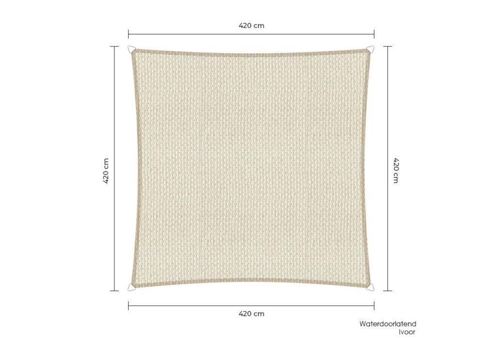 Sunfighters schaduwdoek 420 x 420 cm waterdoorlatend ivoor
