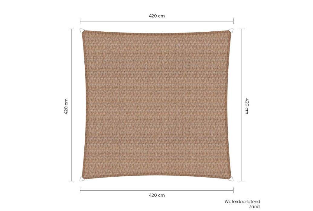 Sunfighters schaduwdoek 420 x 420 cm waterdoorlatend zand