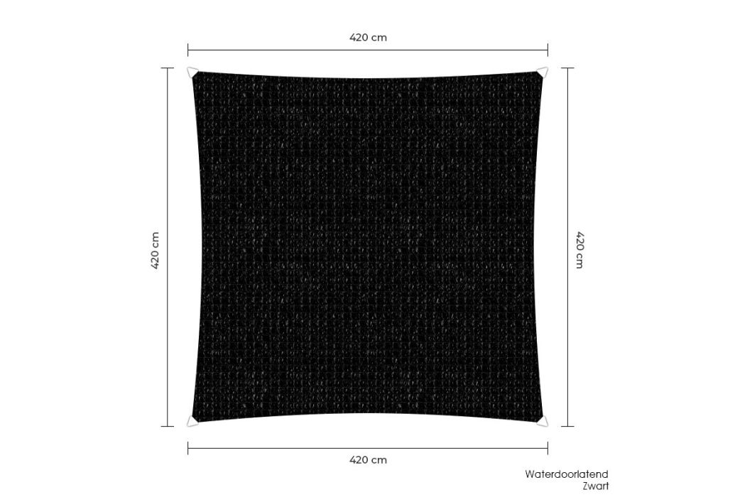Sunfighters schaduwdoek 420 x 420 cm waterdoorlatend zwart