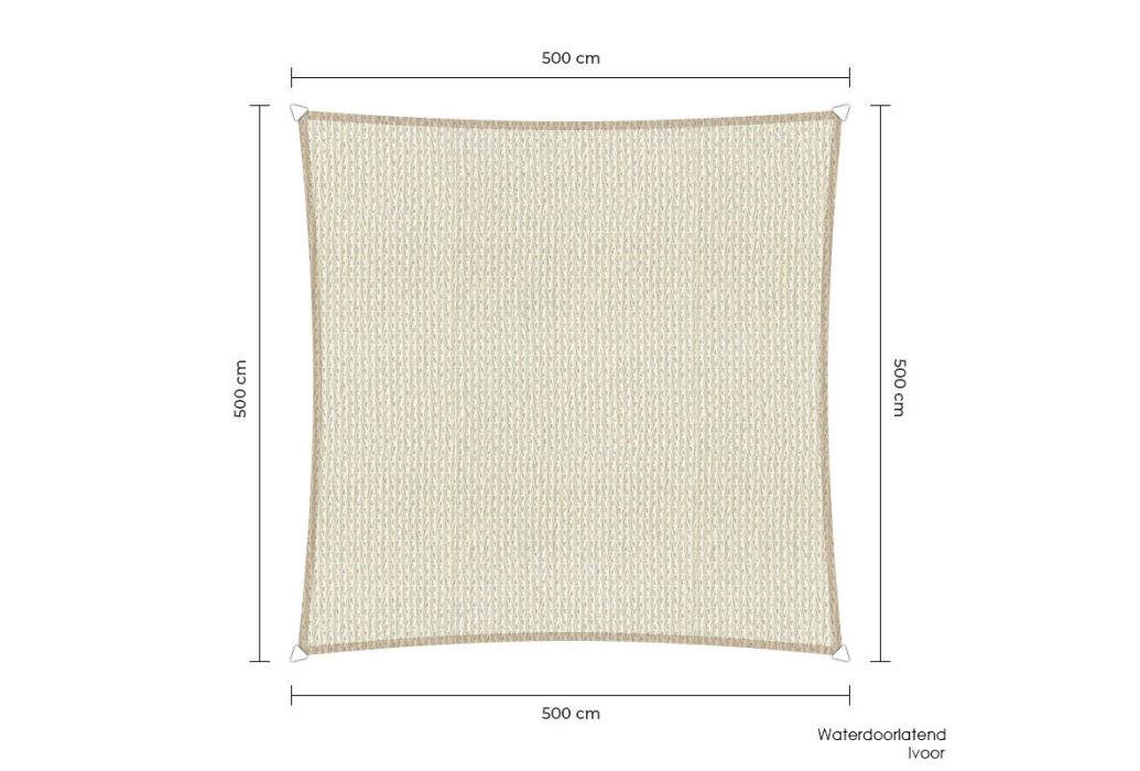 Sunfighters schaduwdoek vierkant 500 x 500 cm ivoor