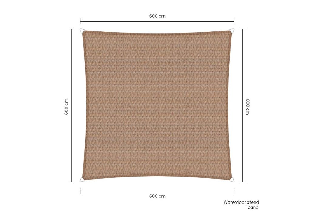 Sunfighters schaduwdoek 600 x 600 cm waterdoorlatend zand