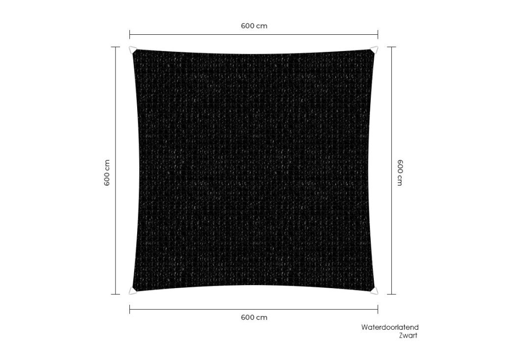 Sunfighters schaduwdoek 600 x 600 cm waterdoorlatend zwart