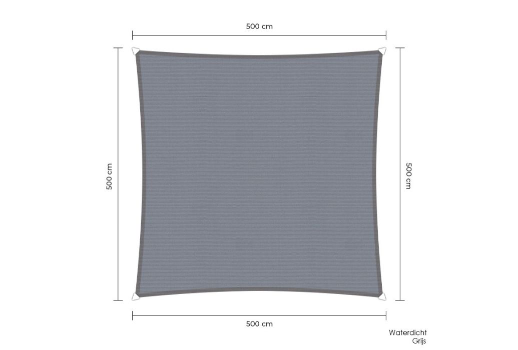 Sunfighters schaduwdoek waterdicht vierkant 500 x 500 cm grijs