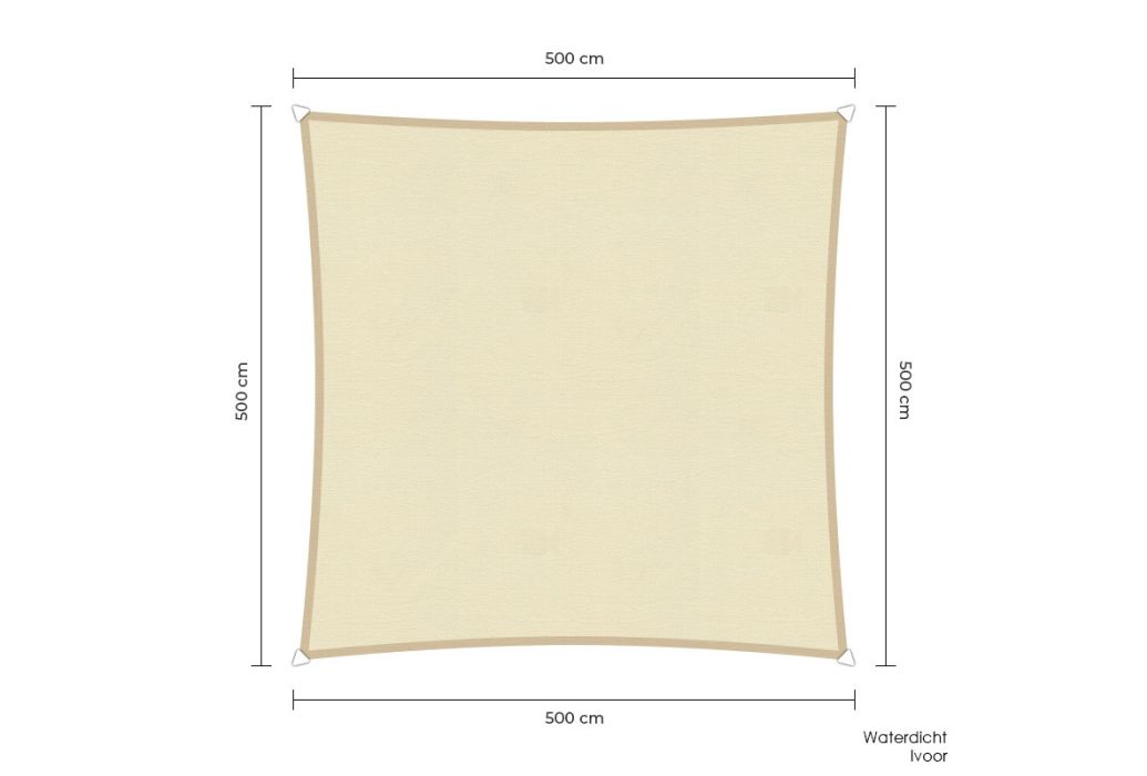 Sunfighters schaduwdoek waterdicht vierkant 500 x 500 cm ivoor