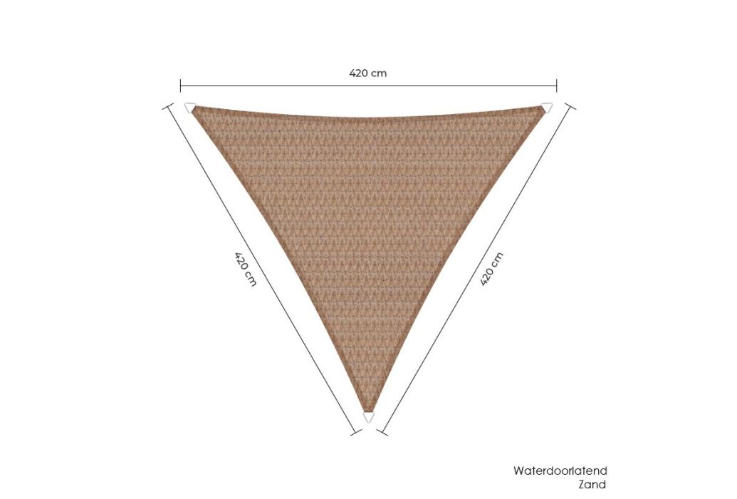 Sunfighters schaduwdoek waterdoorlaten zand met de afmetingen 420x420x420 cm