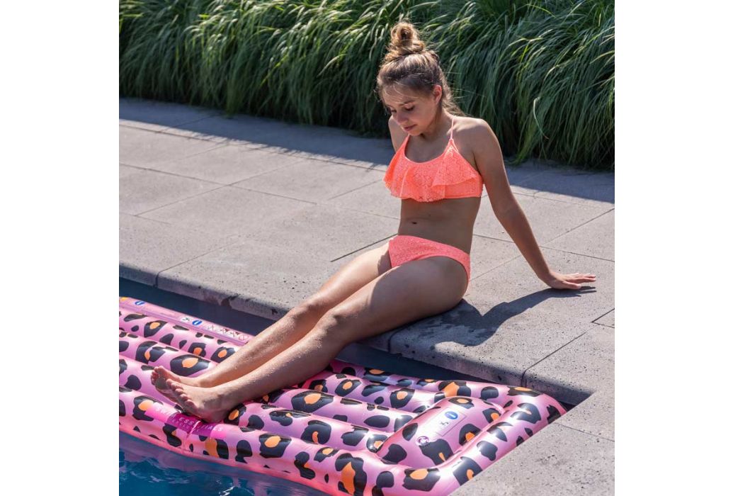 Swim Essentials roze panterprint luchtbed