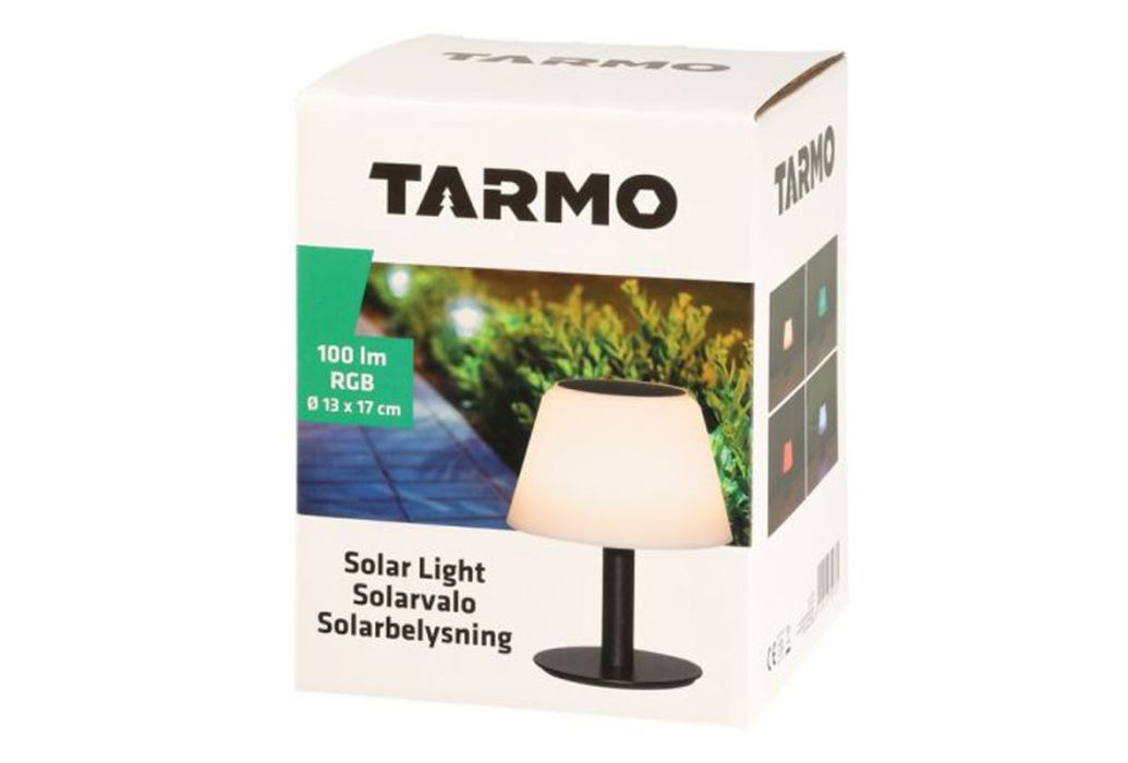 Tarmo solar tafellamp RGB verpakking