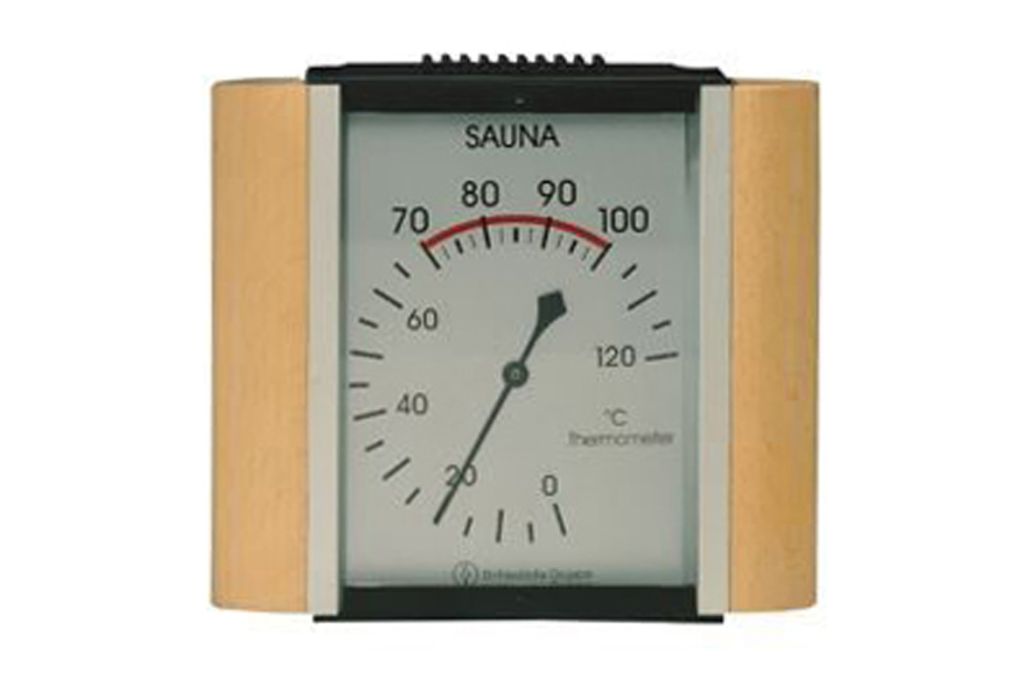 Thermometer vierkant hout 115x125 mm