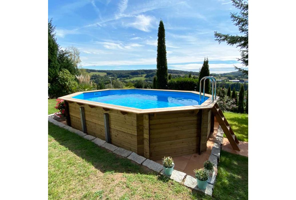 Trend Pool houten zwembad 610 x 400 x 124 cm in tuin