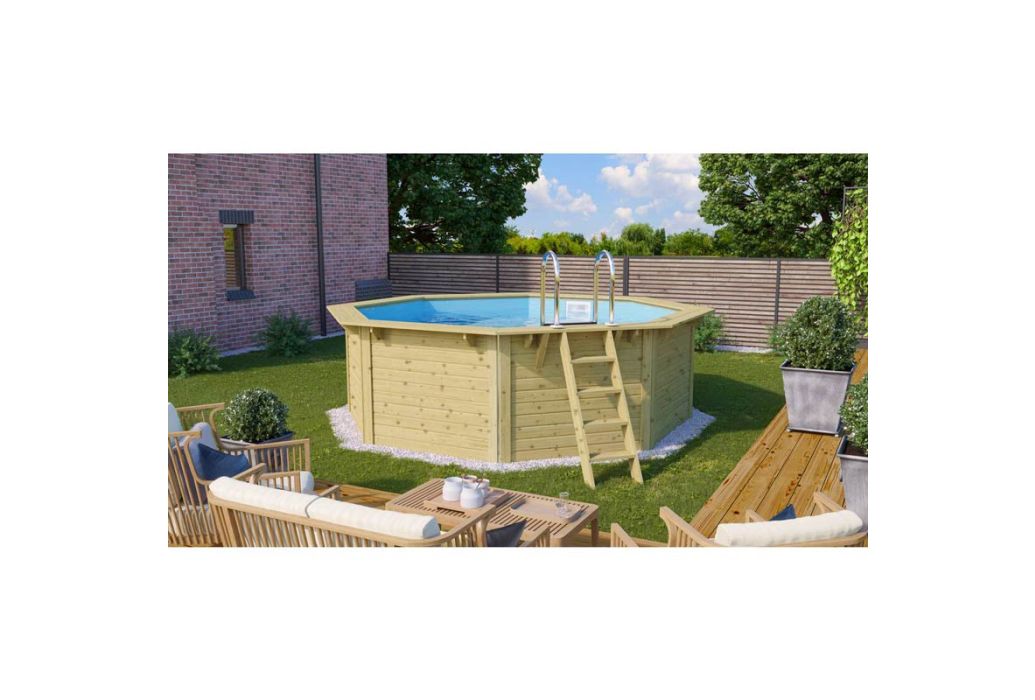 Trend Pool houten zwembad Ø 400 x 124 cm in de tuin