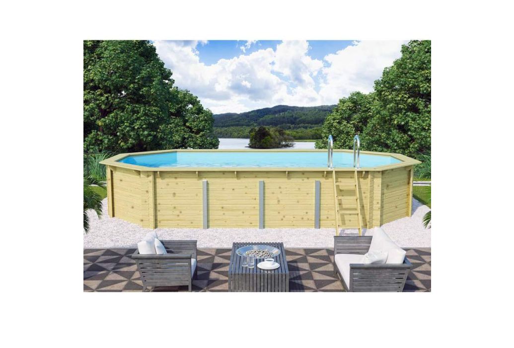 Trend Pool houten zwembad 700 x 400 x 124 cm in tuin