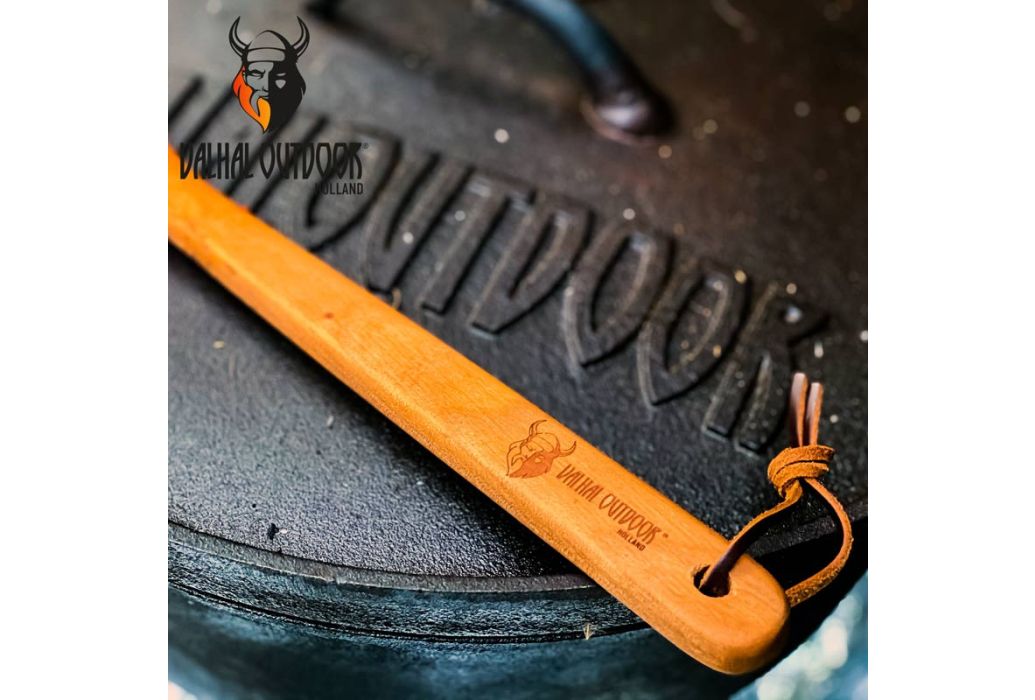Valhal barbecue lepel kersenhout logo Valhal