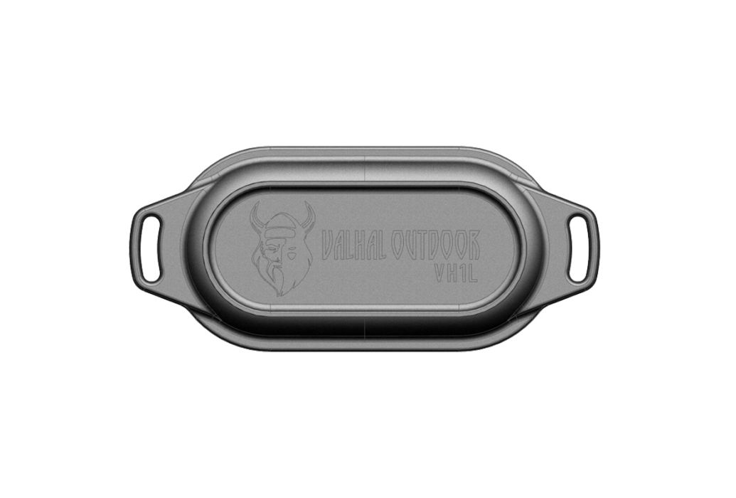 Valhal Dutch Oven gietijzer ovaal met grill deksel 1 liter bovenkant