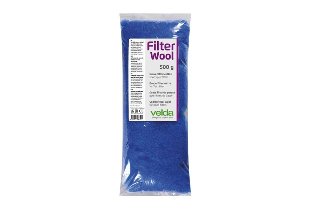 Velda vijverfilter wol blauw 500 gram achterkant