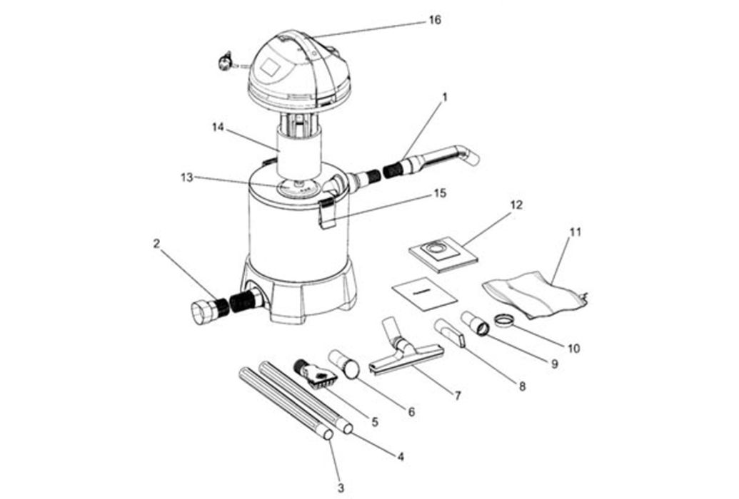 Pontec PondoMatic vijverstofzuiger tekening onderdelen 