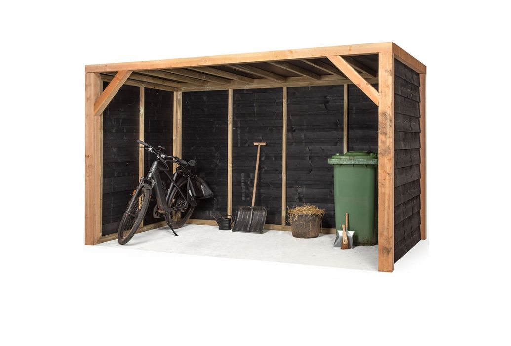 Volente tuinberging Levi 369 x 196 x 208 cm met fiets, kliko en tuingereedschap