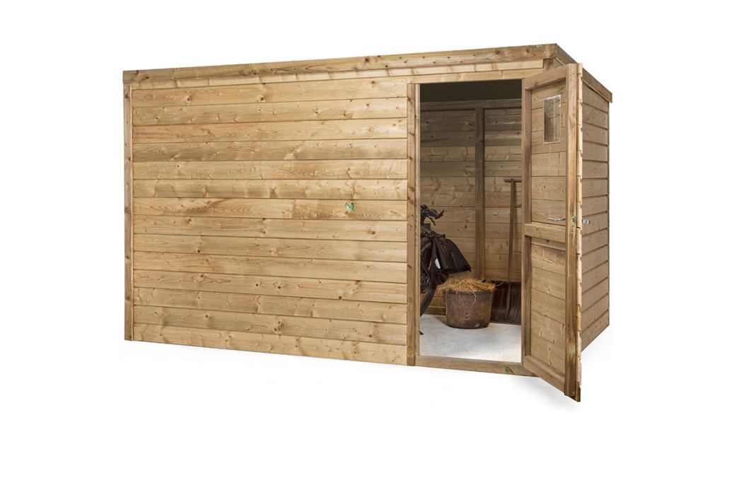 Volente tuinberging Lucas XL 318 x 210 x 197 cm deur open met fiets en tuingereedschap