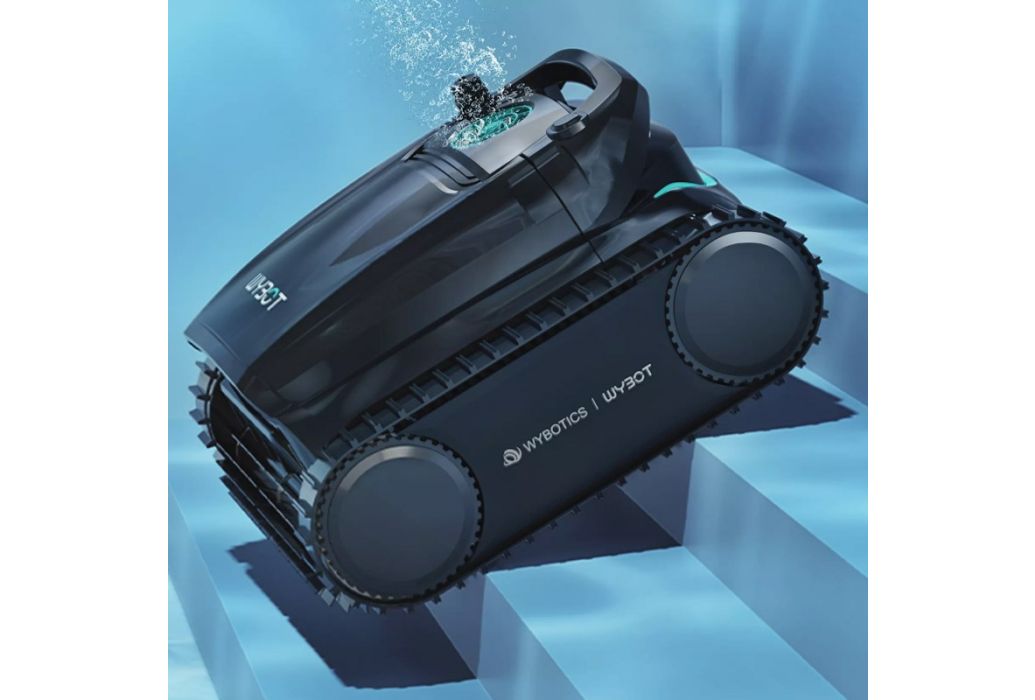 Wybot M2 Vision draadloze zwembadrobot op de trap
