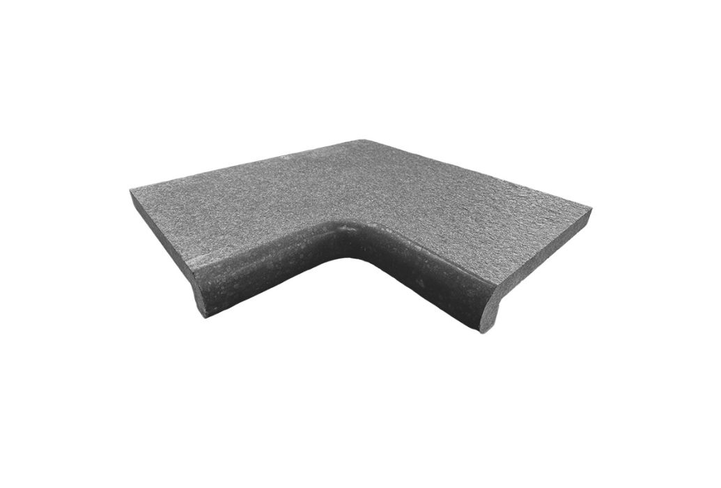 Zwembad randtegel hoek basalt G684 ronde neus 50 cm x 30 cm