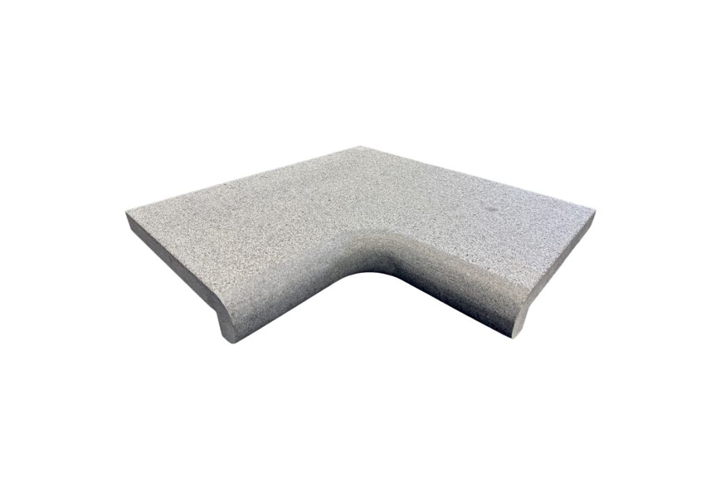 Zwembad randtegel hoek graniet G654 ronde neus 50 cm x 30 cm