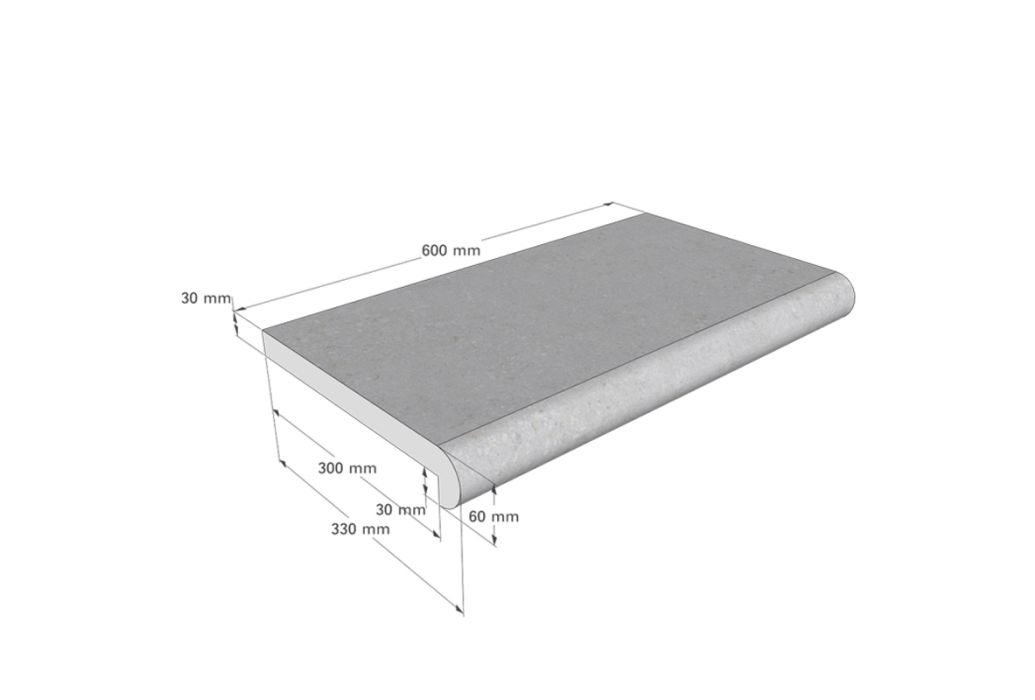 Zwembad randtegel Napoli mountain grey | 60 x 33 cm