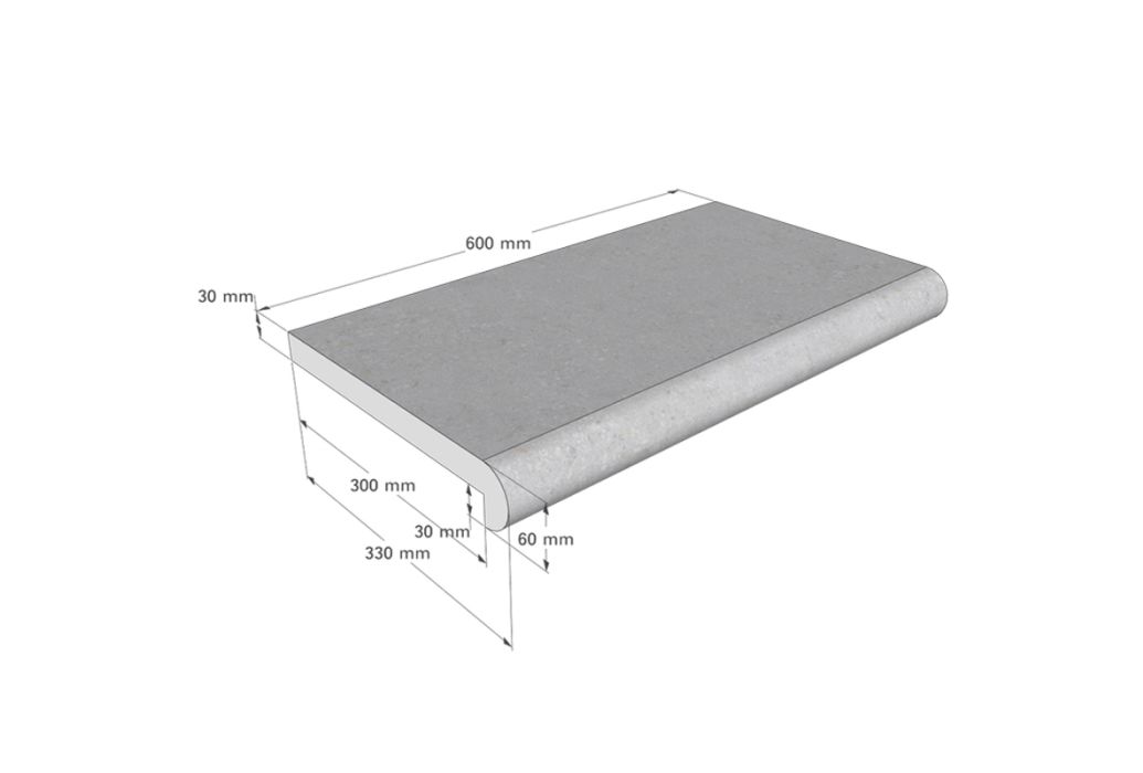 Zwembad randtegel Napoli baltic light grey 60 x 33 cm