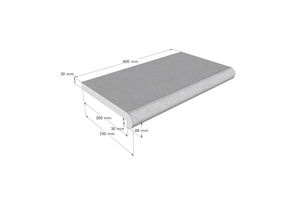 Zwembad randtegel Napoli diamond grey | 60 x 33 cm